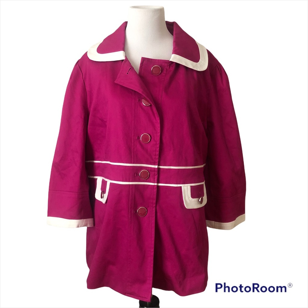 Dialogue hot pink blazer overcoat Hot pink with white Size large